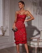 GISELLE|Vestido midi con flores y sin tirantes de Avital
