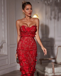 GISELLE|Vestido midi con flores y sin tirantes de Avital