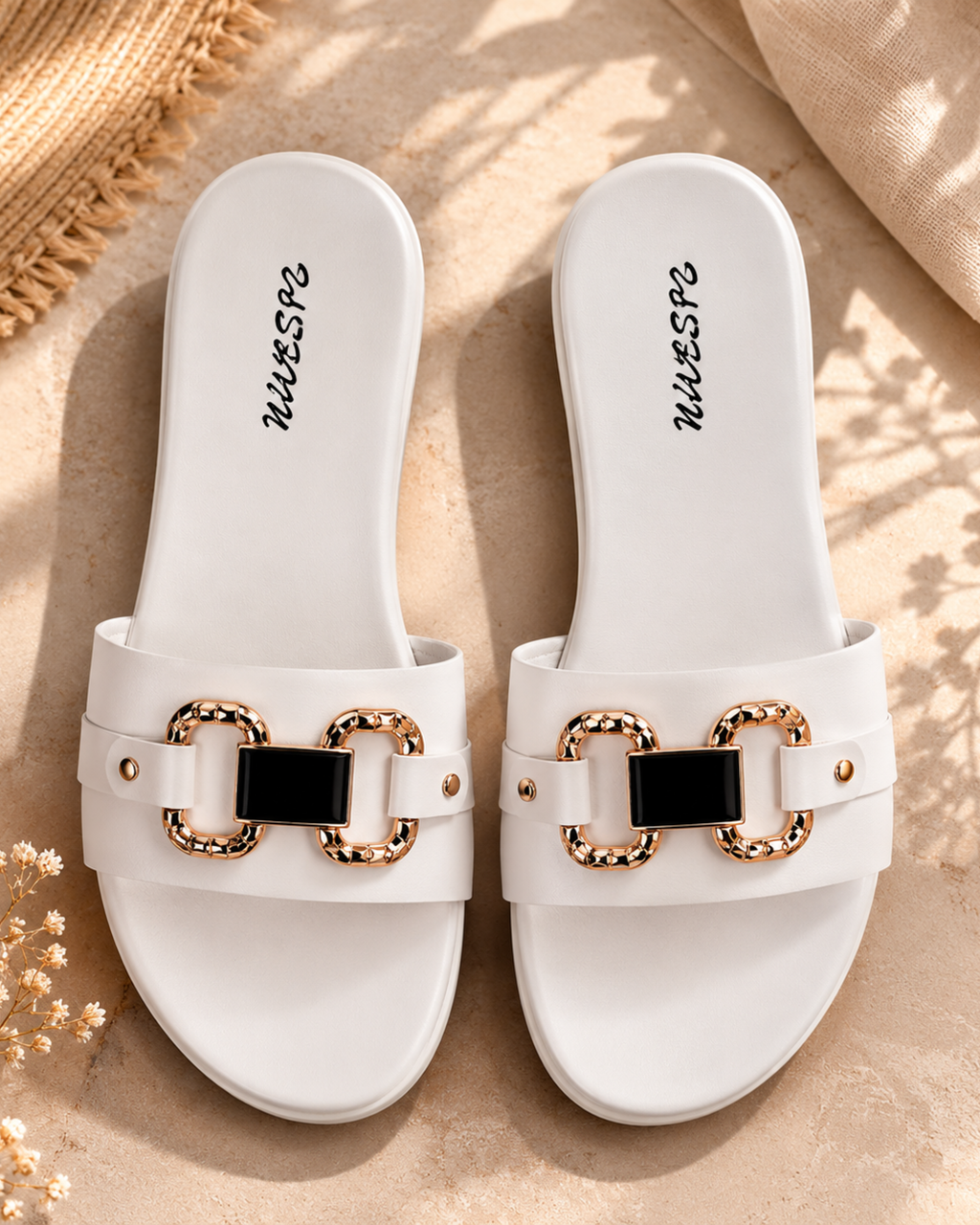 Sara | Sandalias Planas Elegance – Hebilla Dorada | Comodidad y Estilo para Mujer