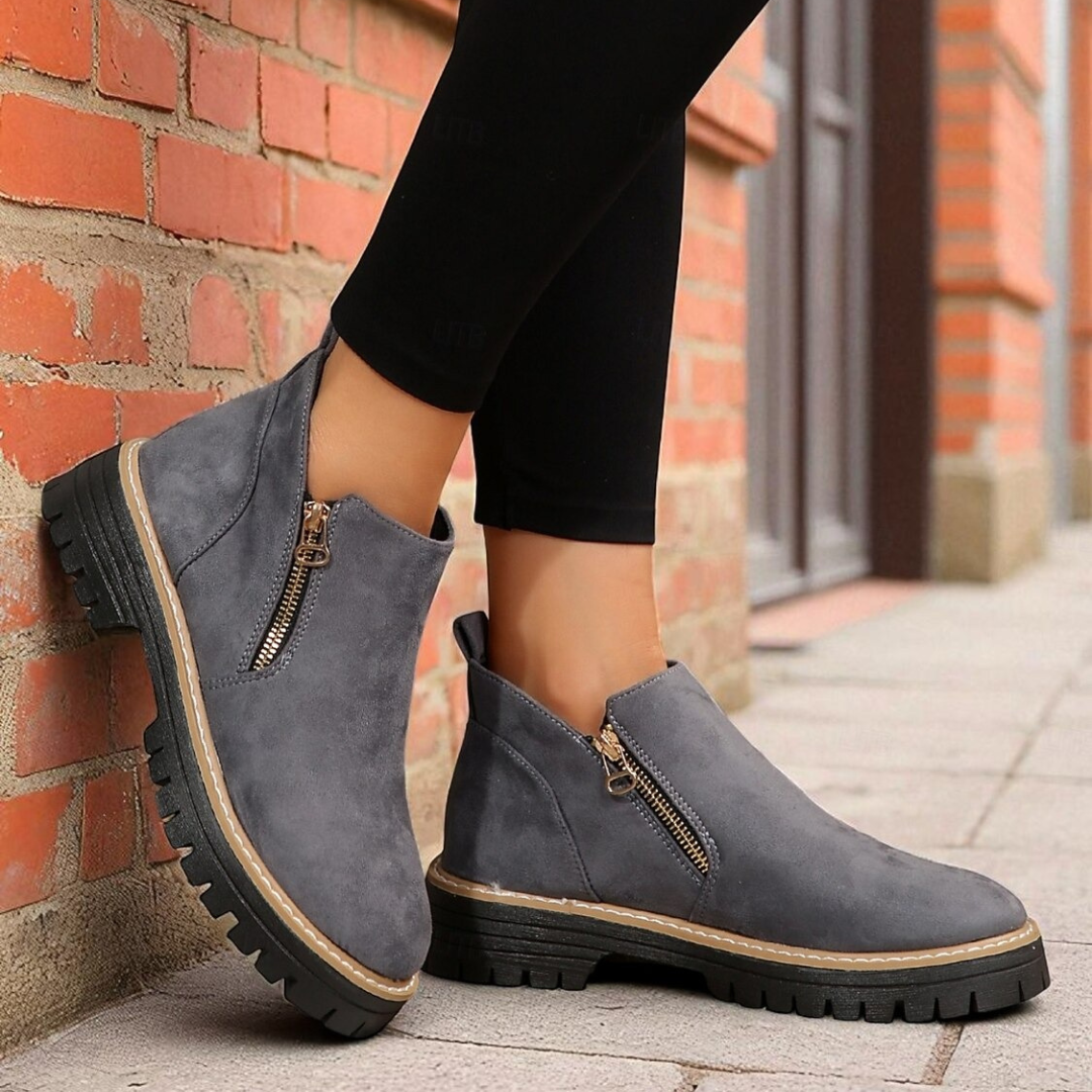 Botas de tobillo negras de confort elegantes , estilo urbano para otoño e invierno.