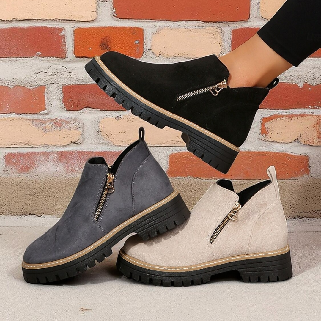 Botas de tobillo negras de confort elegantes , estilo urbano para otoño e invierno.