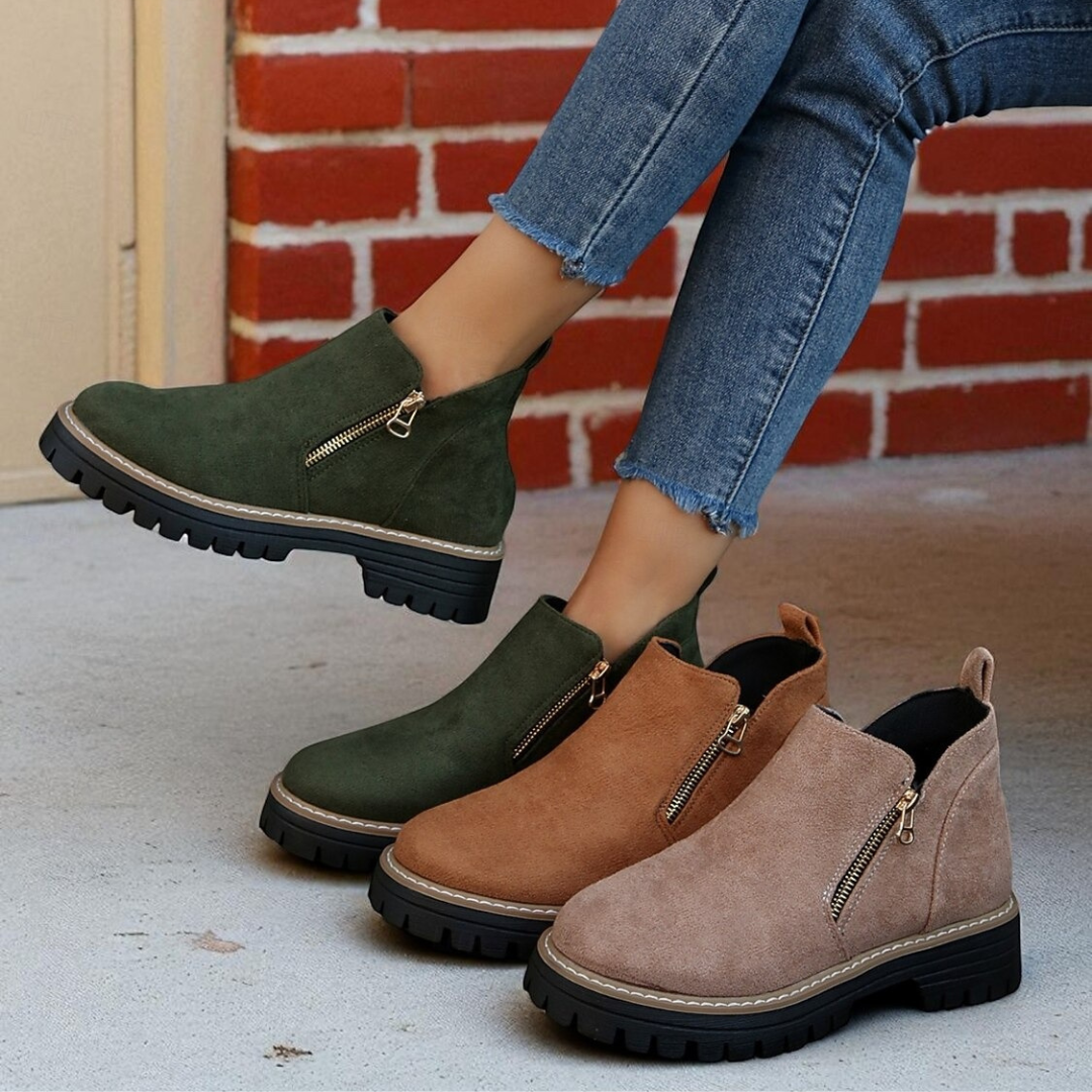 Botas de tobillo negras de confort elegantes , estilo urbano para otoño e invierno.