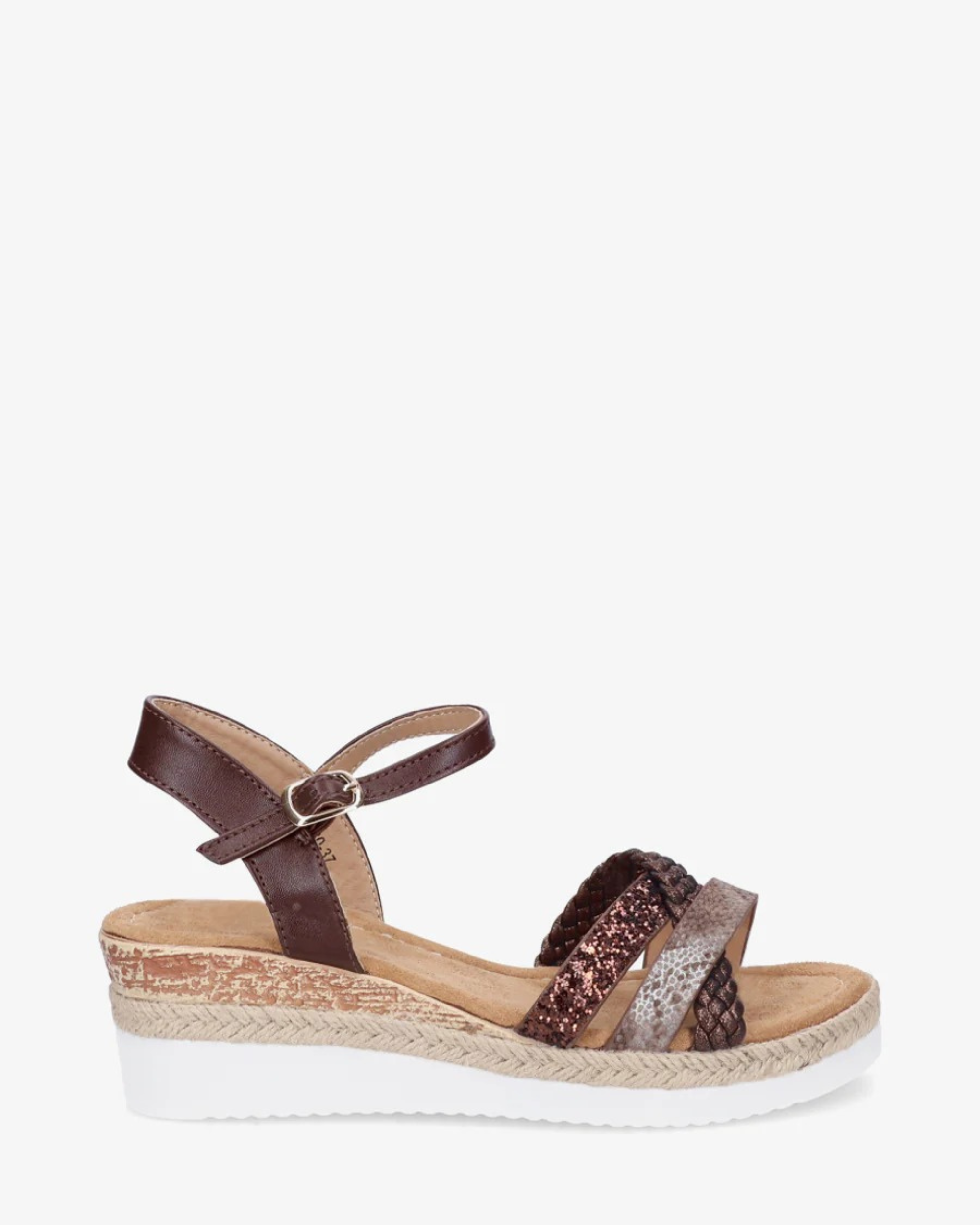Sandalias de cuña con tiras brillantes y elegantes
